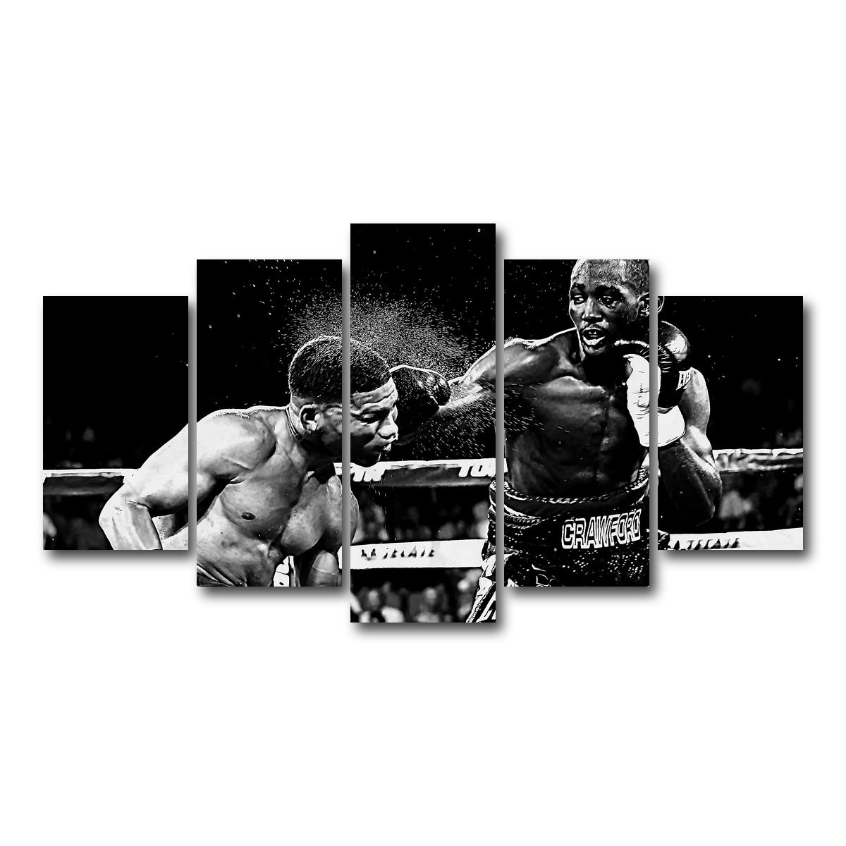 AUTO-MOCKUP WHITE | Terence Crawford Grayscale | 5 Piece | Gallery Wrap Canvas | group=5_normal