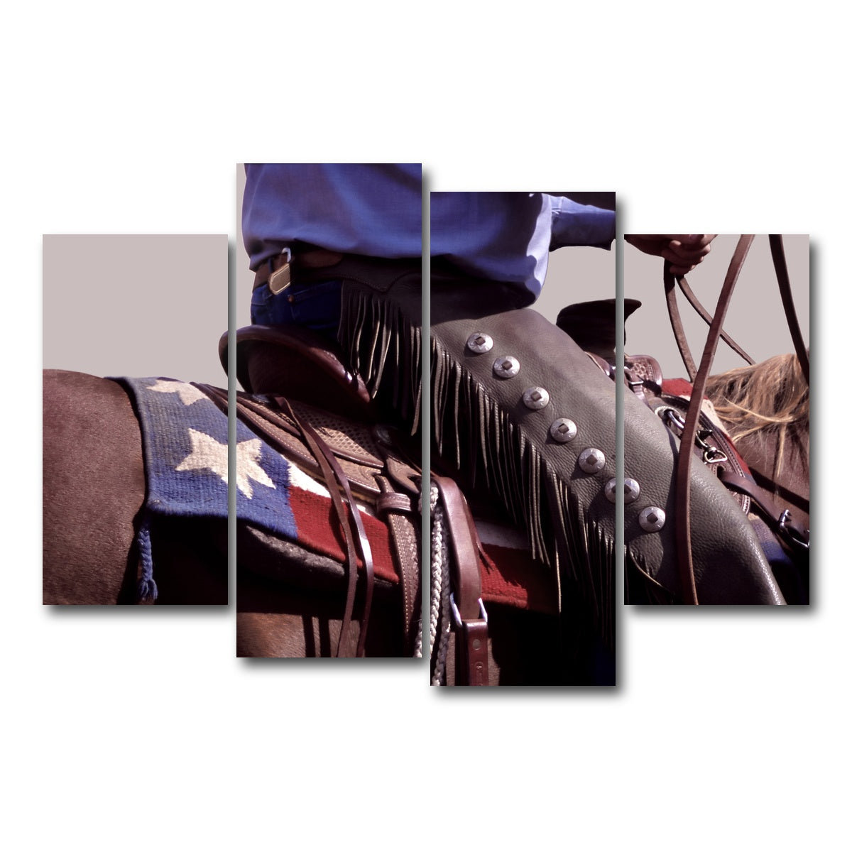 AUTO-MOCKUP WHITE | Texas Cowboy | 4 Piece | Gallery Wrap Canvas | group=4_short