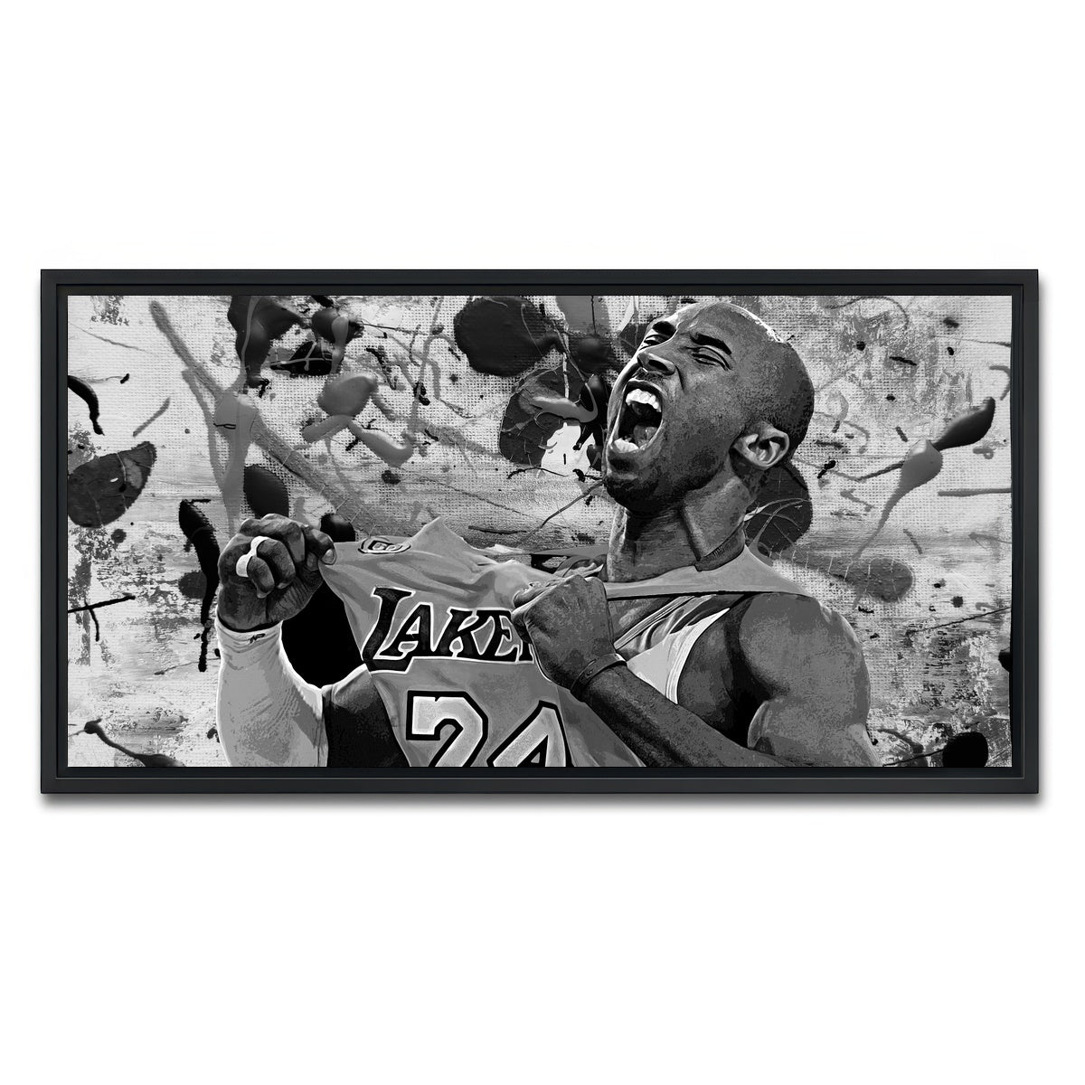 AUTO-MOCKUP WHITE | The Black Mamba Grayscale | 1 Piece | Black Framed Canvas | group=2x1