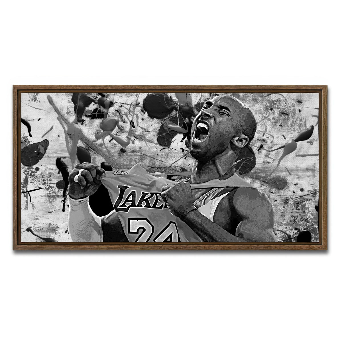 AUTO-MOCKUP WHITE | The Black Mamba Grayscale | 1 Piece | Walnut Framed Canvas | group=2x1
