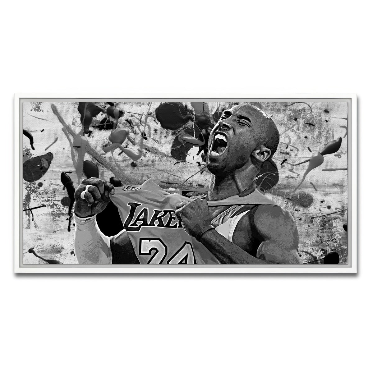 AUTO-MOCKUP WHITE | The Black Mamba Grayscale | 1 Piece | White Framed Canvas | group=2x1