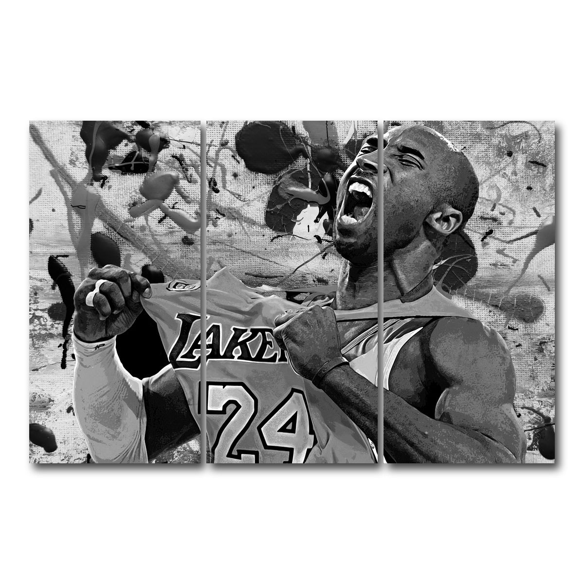 AUTO-MOCKUP WHITE | The Black Mamba Grayscale | 3 Piece | Gallery Wrap Canvas | group=12x24