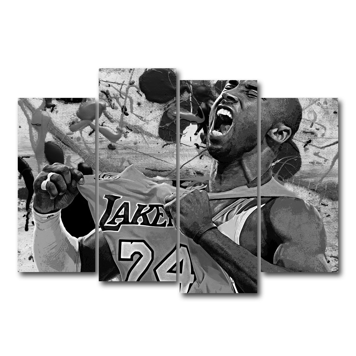 AUTO-MOCKUP WHITE | The Black Mamba Grayscale | 4 Piece | Gallery Wrap Canvas | group=4_normal