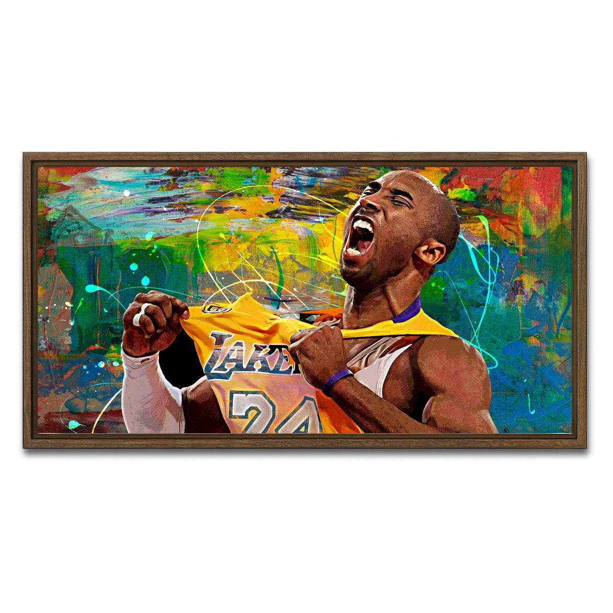 AUTO-MOCKUP WHITE | The Black Mamba Yellow Blend | 1 Piece | Walnut Framed Canvas | group=2x1