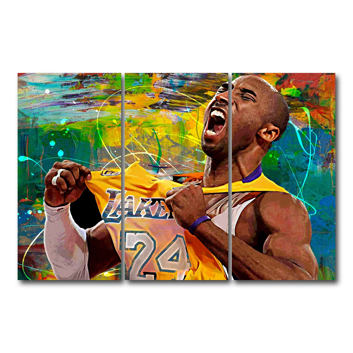 AUTO-MOCKUP WHITE | The Black Mamba Yellow Blend | 3 Piece | Gallery Wrap Canvas | group=12x24