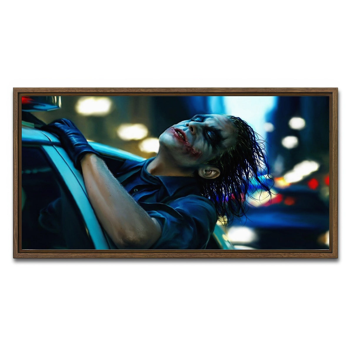 AUTO-MOCKUP WHITE | The Dark Knight Joker | 1 Piece | Walnut Framed Canvas | group=2x1