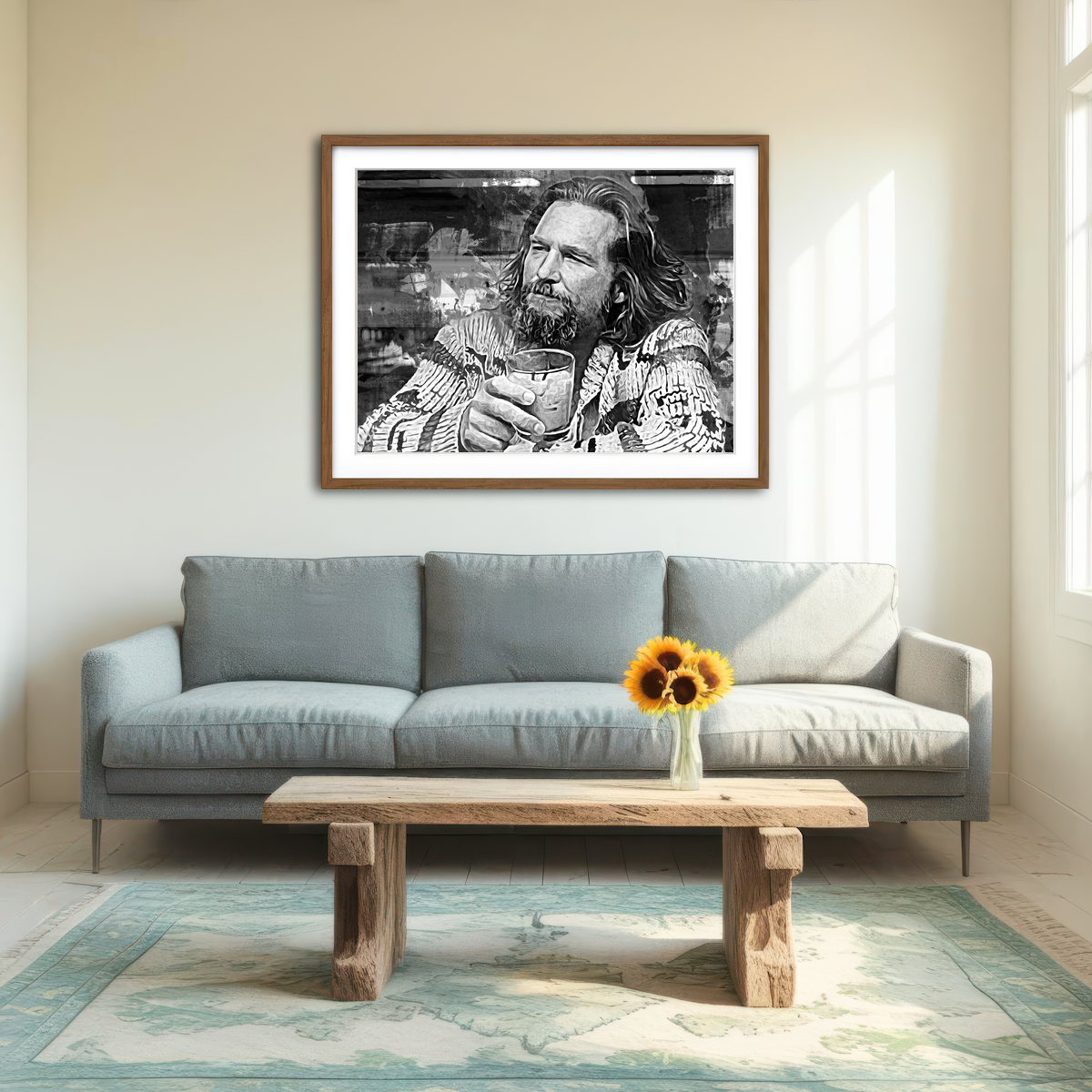 AUTO-MOCKUP ROOM | The Dude Grayscale Wall Art