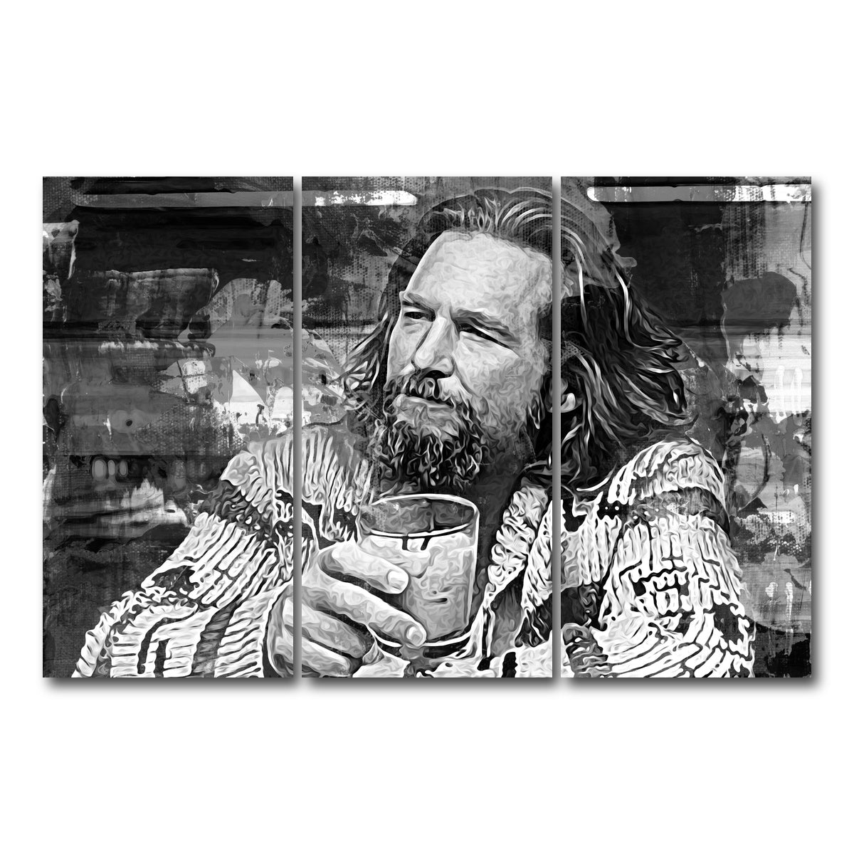 AUTO-MOCKUP WHITE | The Dude Grayscale | 3 Piece | Gallery Wrap Canvas | group=12x24
