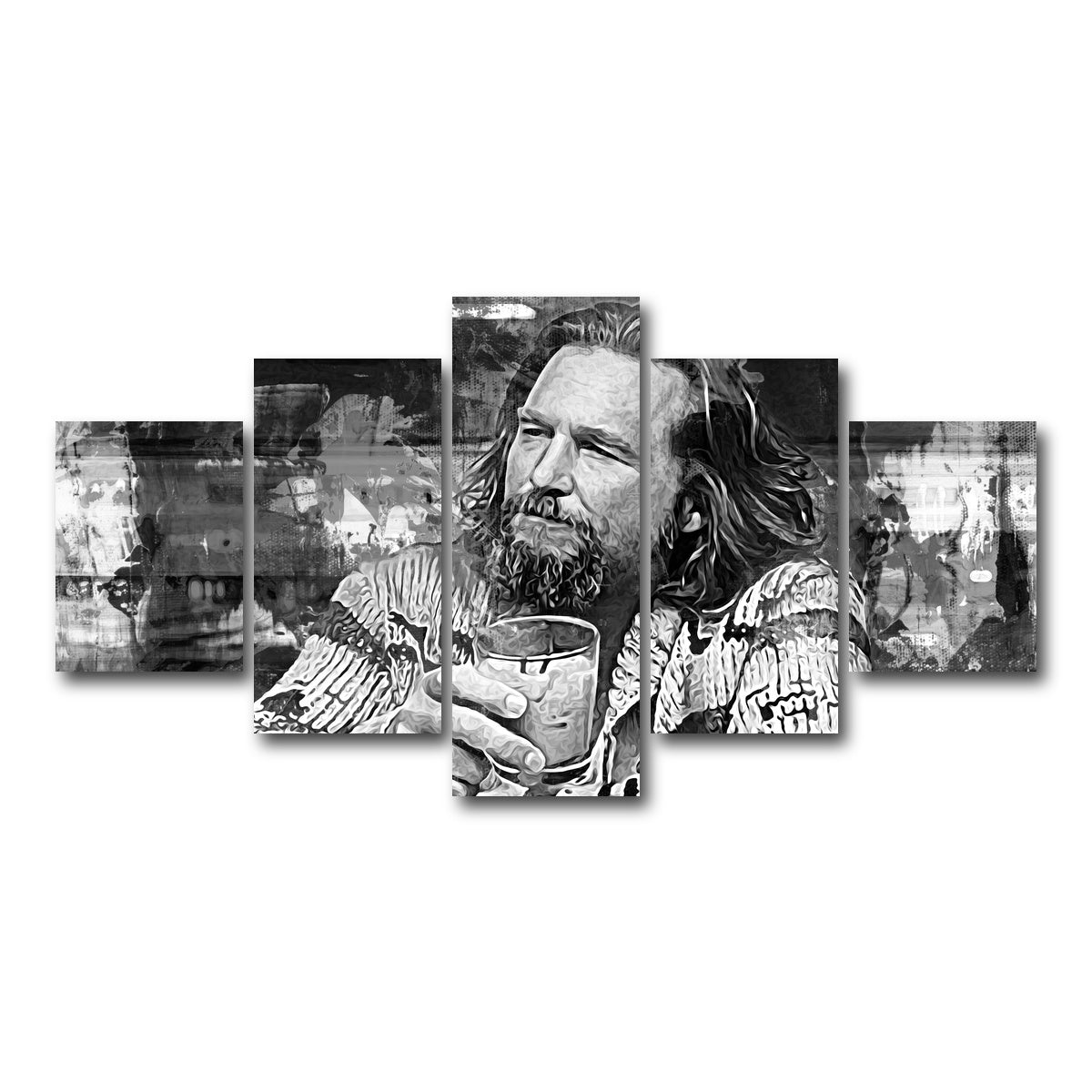AUTO-MOCKUP WHITE | The Dude Grayscale | 5 Piece | Gallery Wrap Canvas | group=5_short