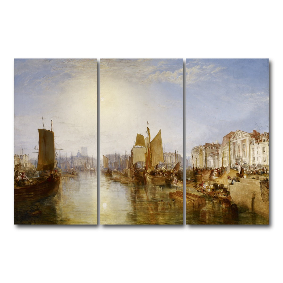 AUTO-MOCKUP WHITE | The Harbor of Dieppe | 3 Piece | Gallery Wrap Canvas | group=12x24