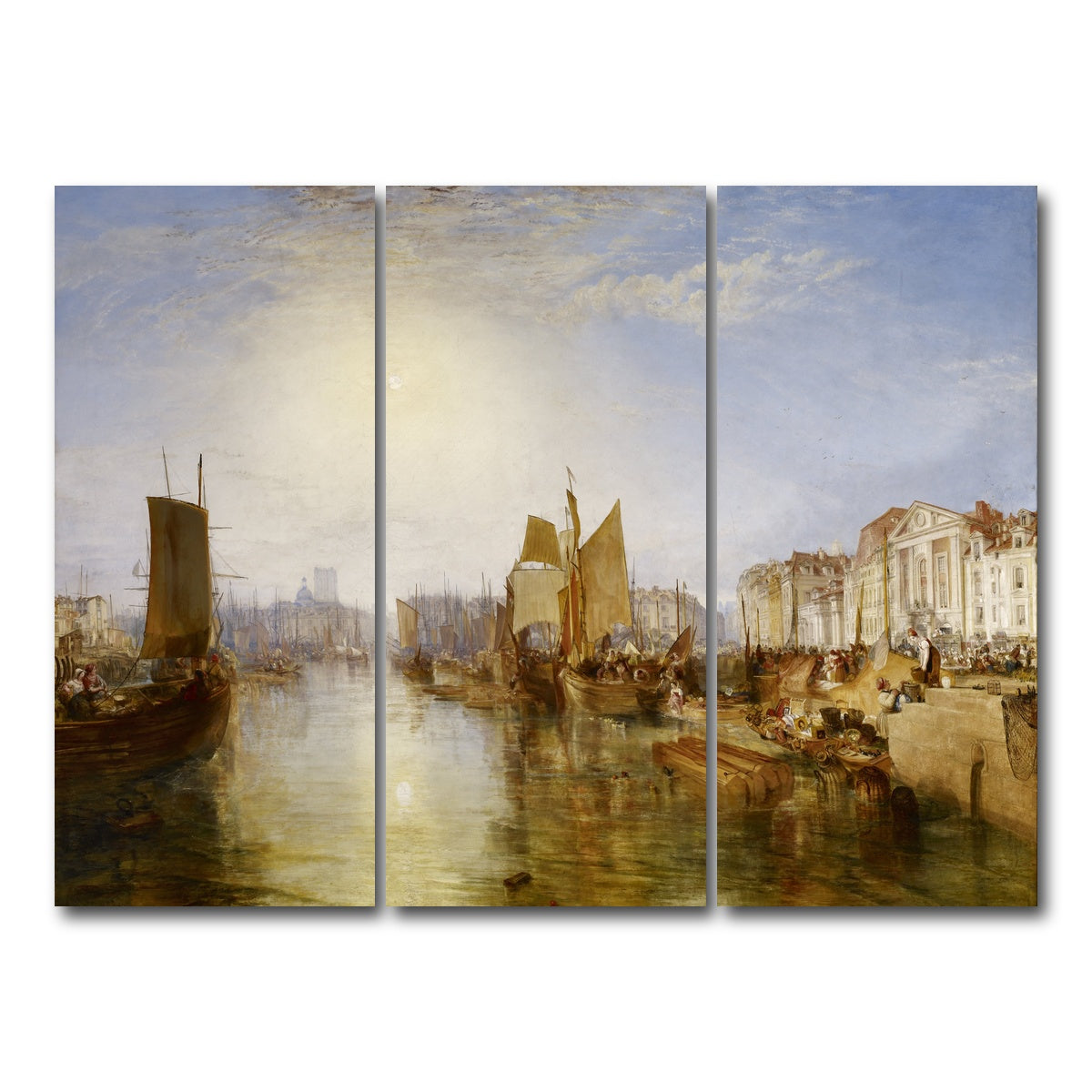 AUTO-MOCKUP WHITE | The Harbor of Dieppe | 3 Piece | Gallery Wrap Canvas | group=8x18