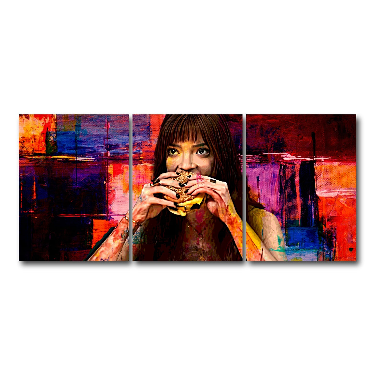 AUTO-MOCKUP WHITE | The Menu Cheeseburger | 3 Piece | Gallery Wrap Canvas | group=18x24