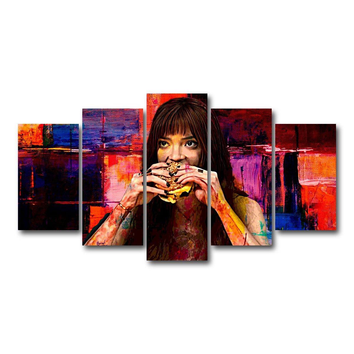 AUTO-MOCKUP WHITE | The Menu Cheeseburger | 5 Piece | Gallery Wrap Canvas | group=5_normal