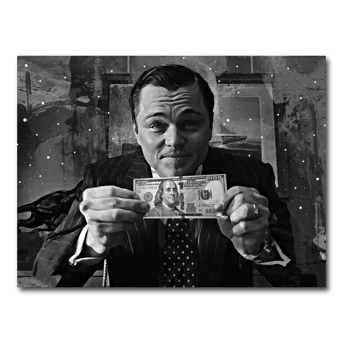 AUTO-MOCKUP WHITE | The Wolf of Wall Street Grayscale | 1 Piece | Gallery Wrap Canvas | group=4x3