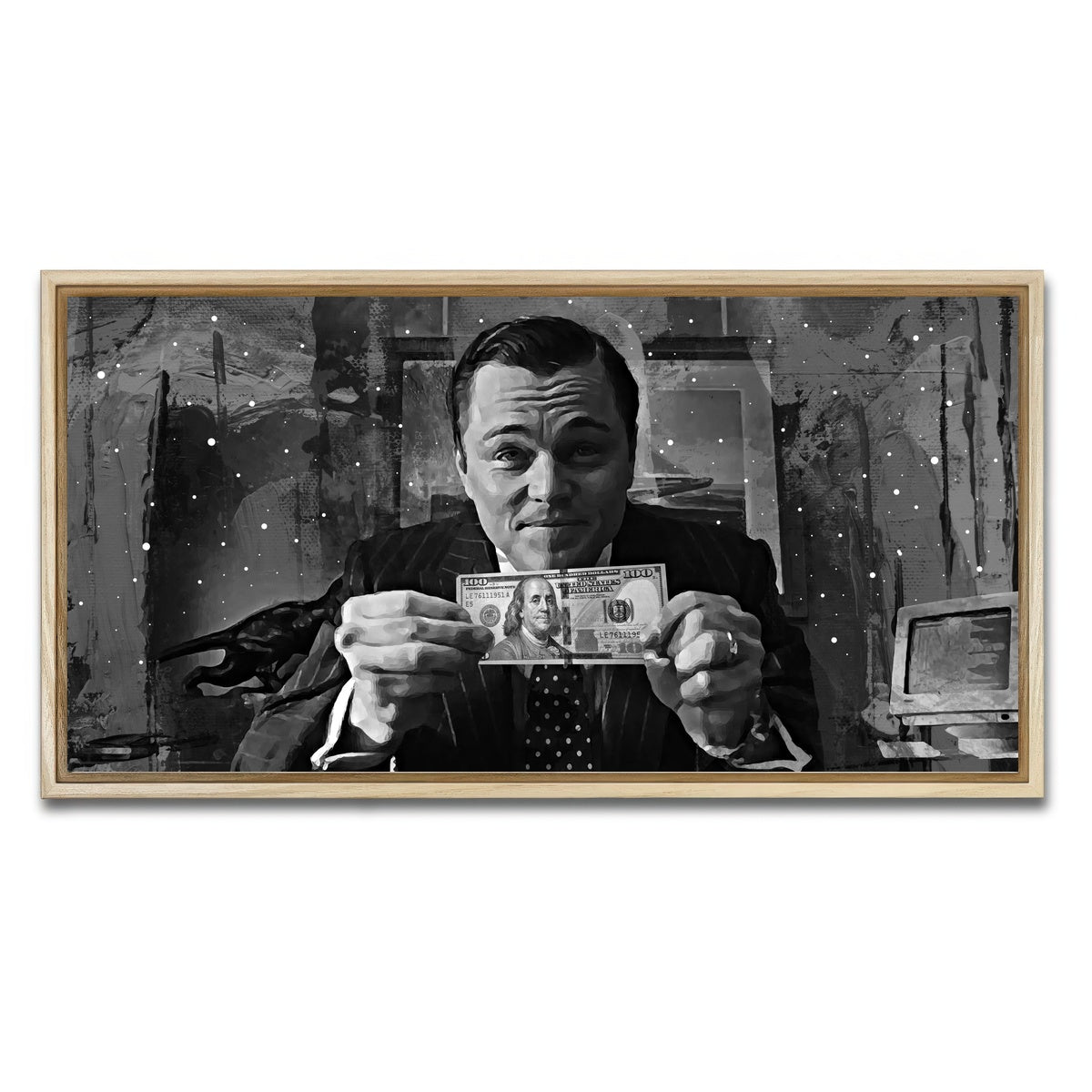 AUTO-MOCKUP WHITE | The Wolf of Wall Street Grayscale | 1 Piece | Natural Framed Canvas | group=2x1