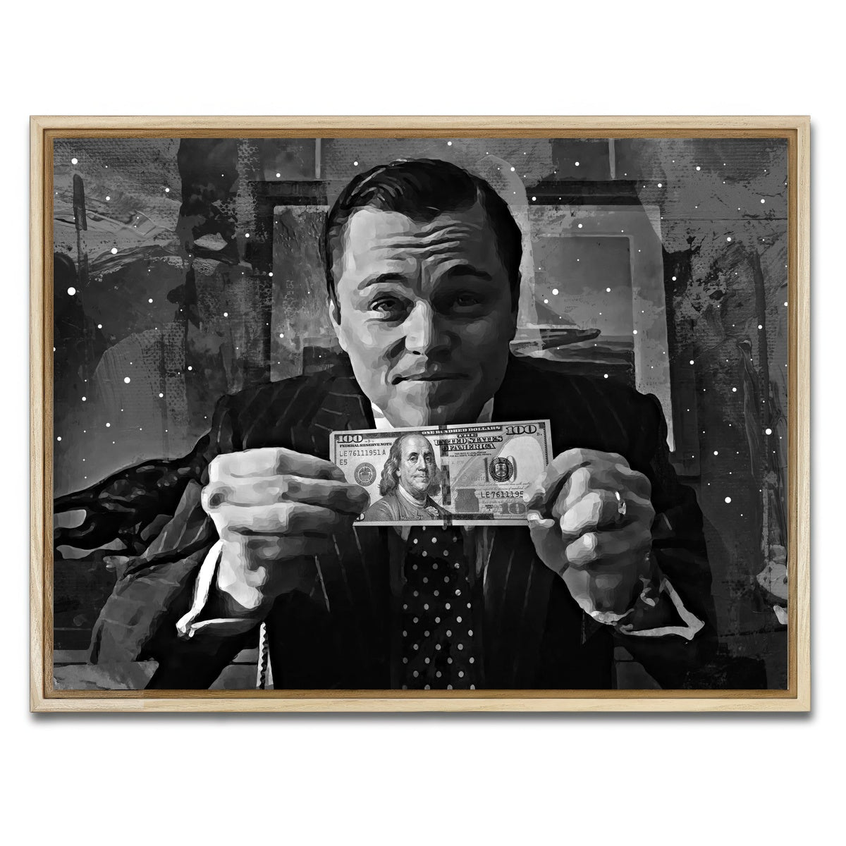 AUTO-MOCKUP WHITE | The Wolf of Wall Street Grayscale | 1 Piece | Natural Framed Canvas | group=4x3