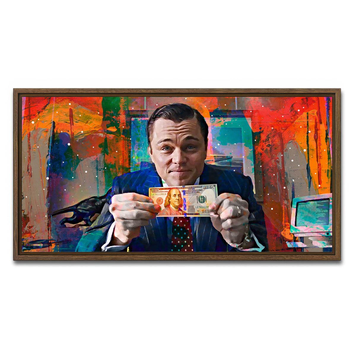 AUTO-MOCKUP WHITE | The Wolf of Wall Street | 1 Piece | Walnut Frame | group=2x1