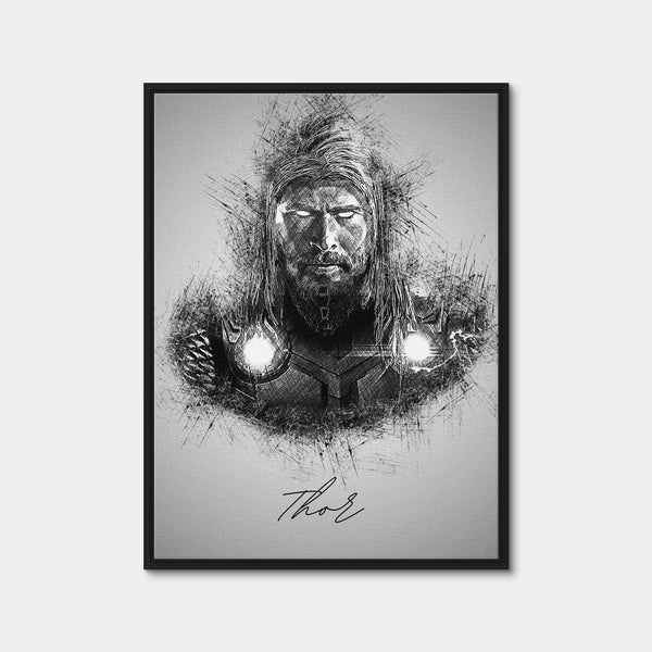 Thor Sketch Wall Art — Framed Canvas Format preview