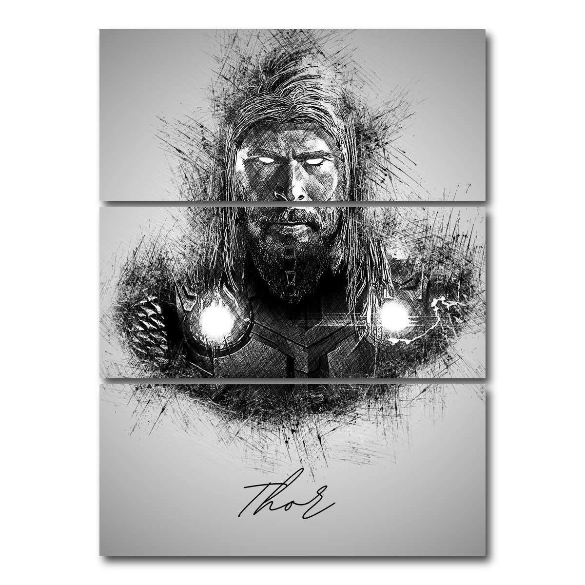 AUTO-MOCKUP WHITE | Thor Sketch | 3 Piece | Gallery Wrap Canvas | group=8x18_stacked
