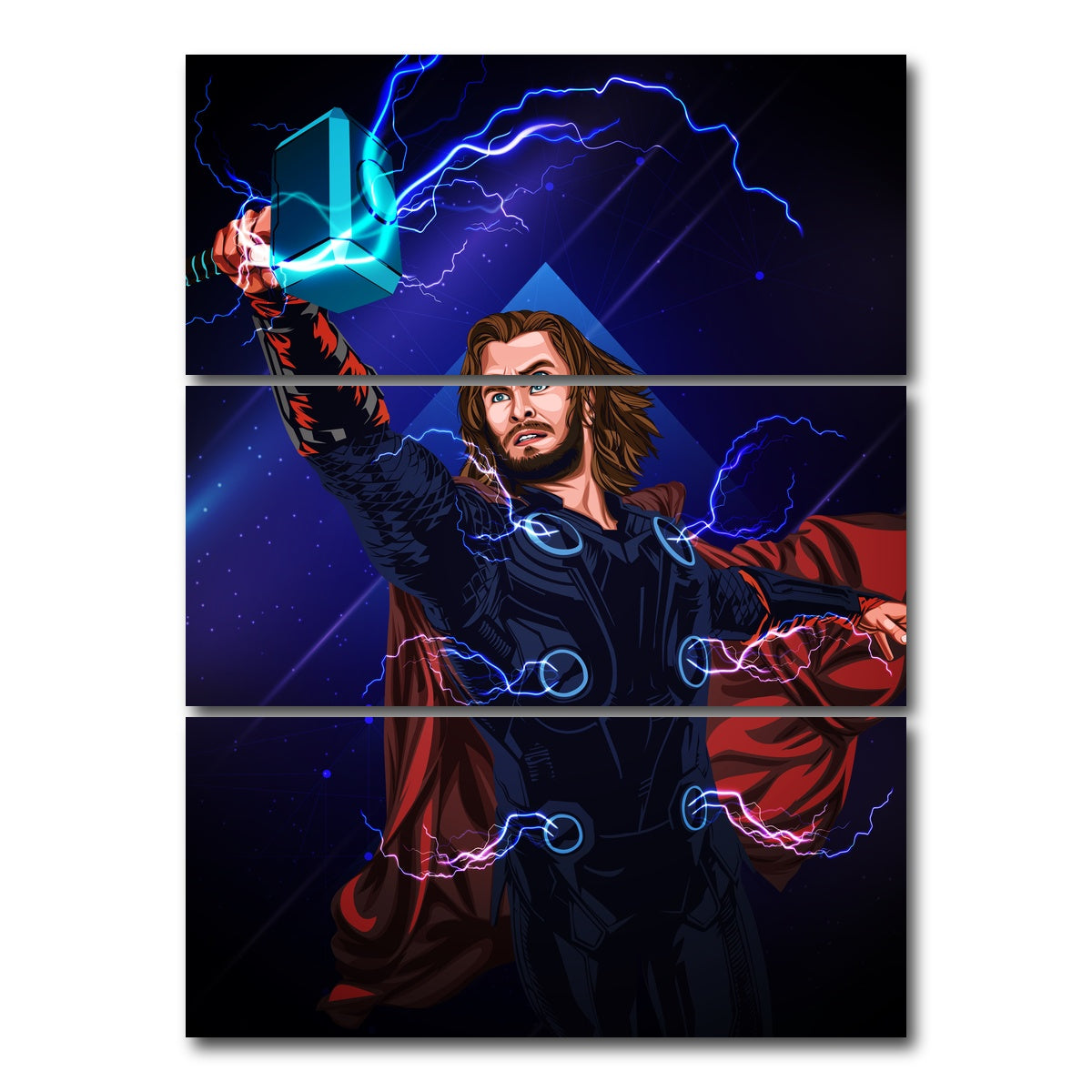 AUTO-MOCKUP WHITE | Thor With Hammer | 3 Piece | Gallery Wrap Canvas | group=8x18_stacked