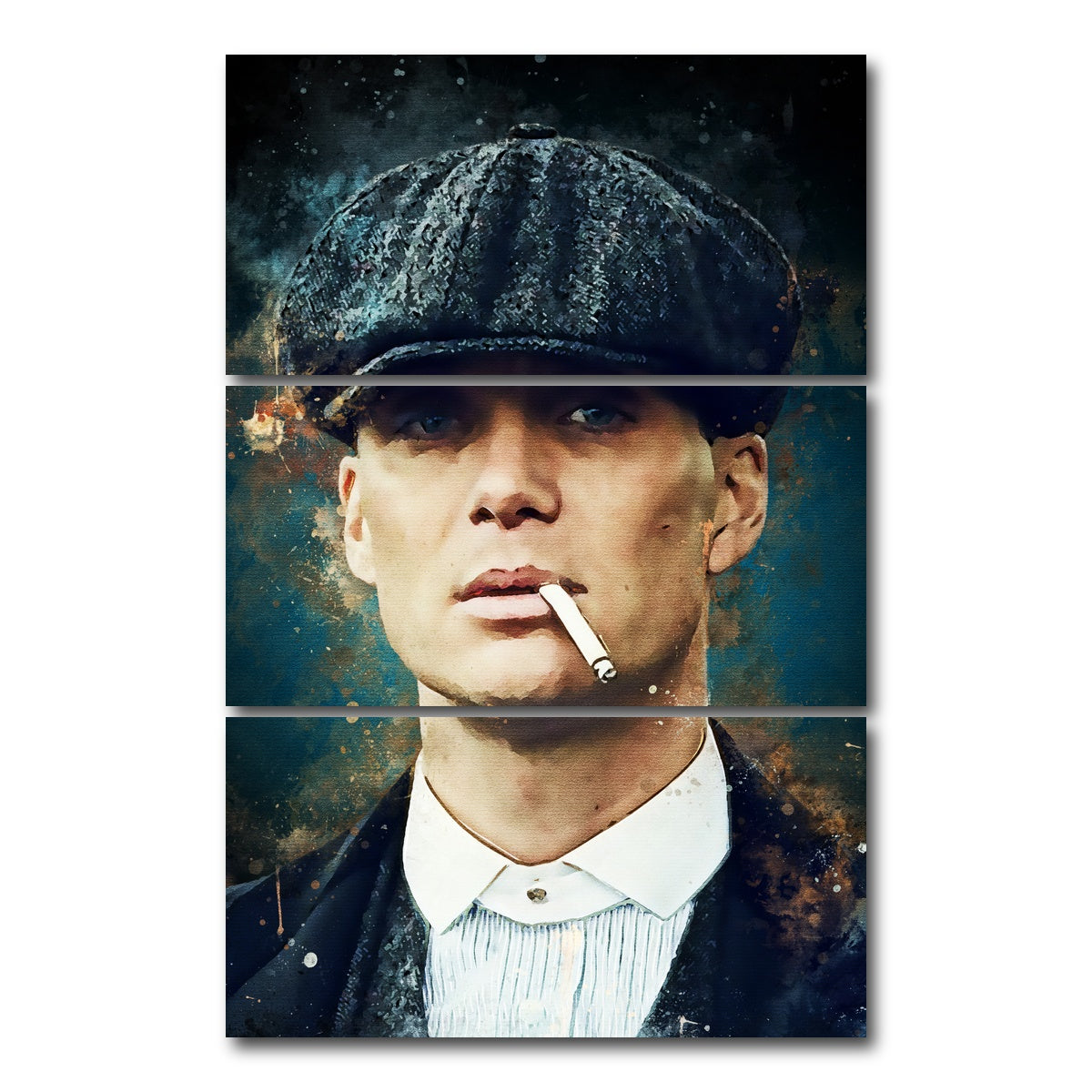 AUTO-MOCKUP WHITE | Tom Shelby | 3 Piece | Gallery Wrap Canvas | group=12x24_stacked