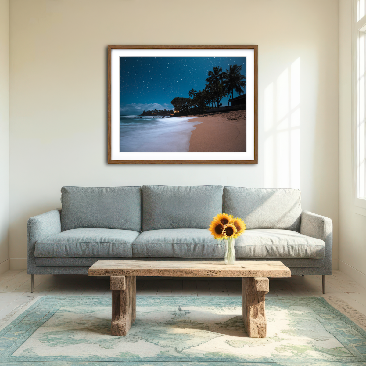 AUTO-MOCKUP ROOM | Tropical Beach Night Wall Art