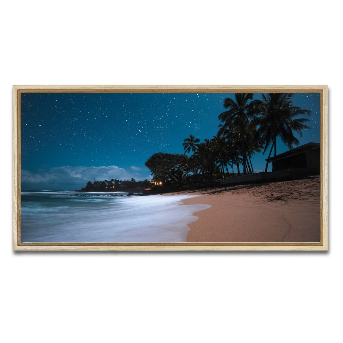 AUTO-MOCKUP WHITE | Tropical Beach Night | 1 Piece | Natural Framed Canvas | group=2x1