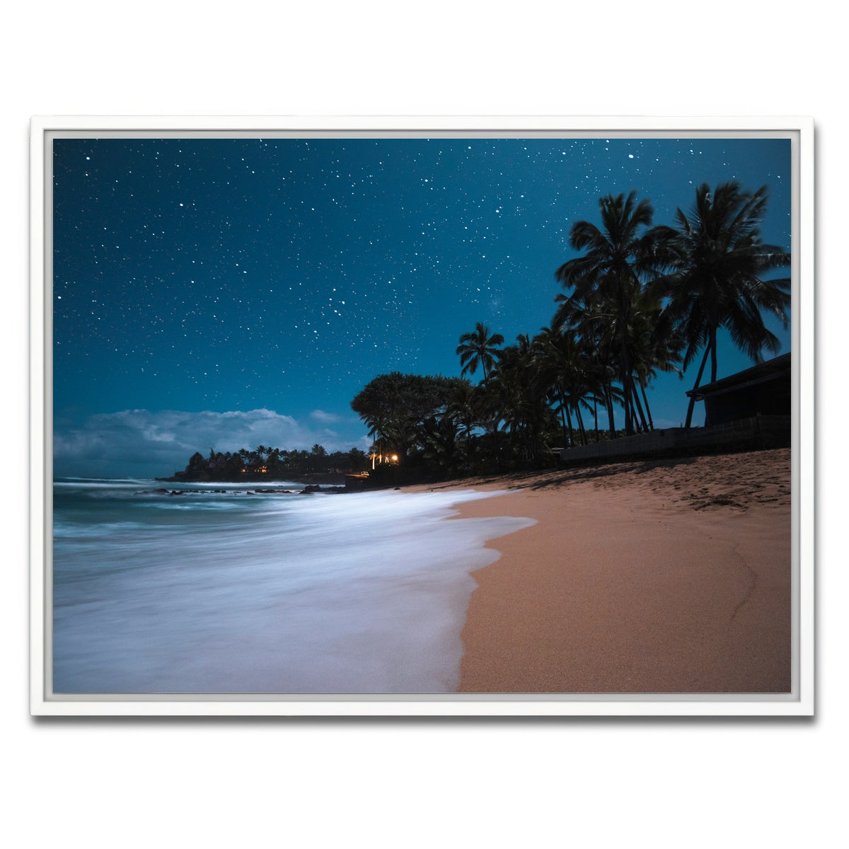AUTO-MOCKUP WHITE | Tropical Beach Night | 1 Piece | White Framed Canvas | group=4x3