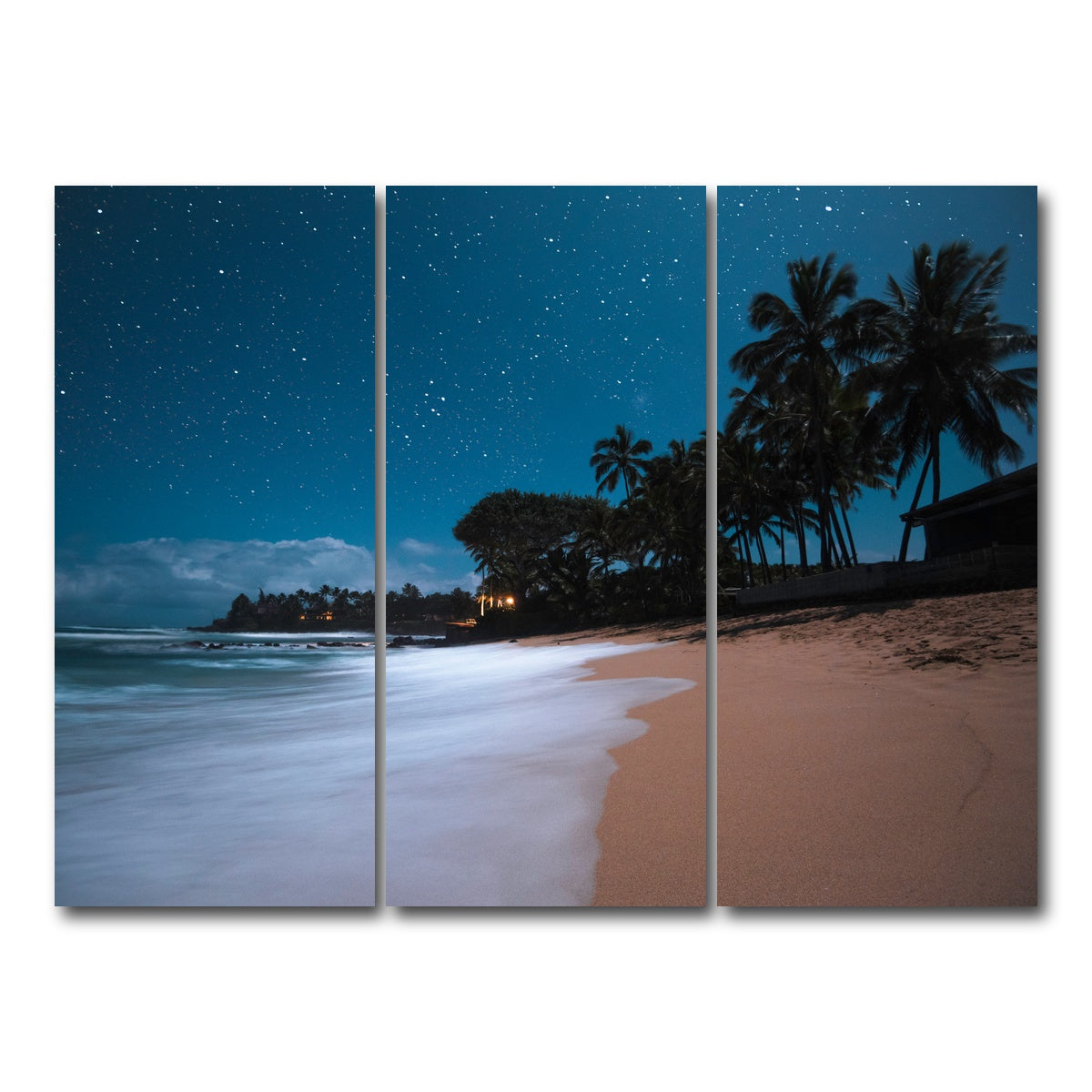 AUTO-MOCKUP WHITE | Tropical Beach Night | 3 Piece | Gallery Wrap Canvas | group=8x18