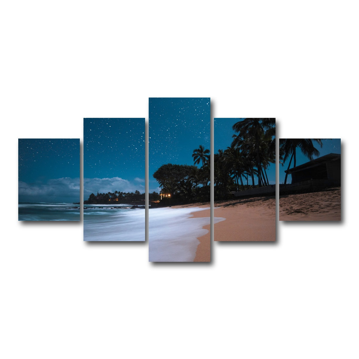 AUTO-MOCKUP WHITE | Tropical Beach Night | 5 Piece | Gallery Wrap Canvas | group=5_short