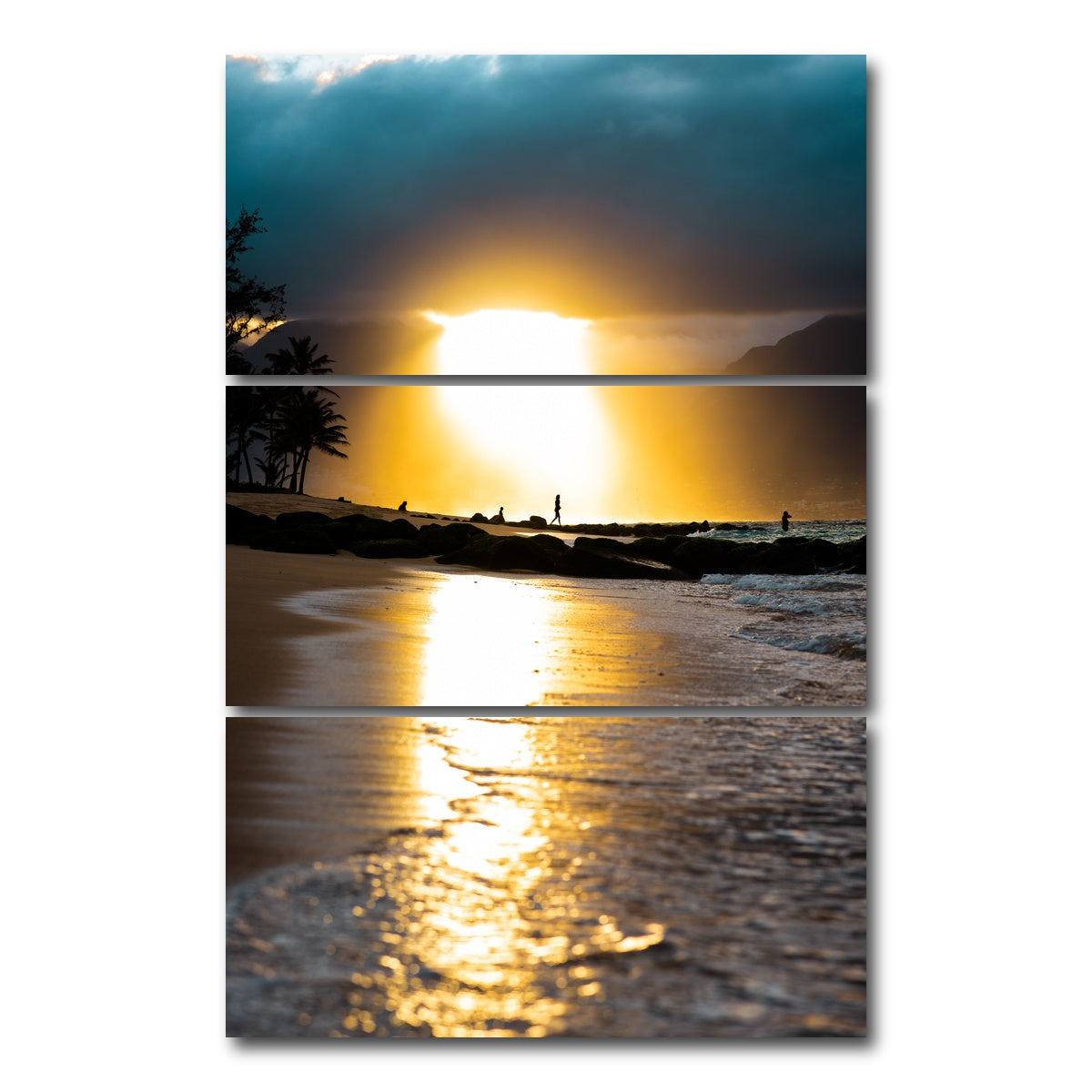 AUTO-MOCKUP WHITE | Tropical Sunset | 3 Piece | Gallery Wrap Canvas | group=12x24_stacked
