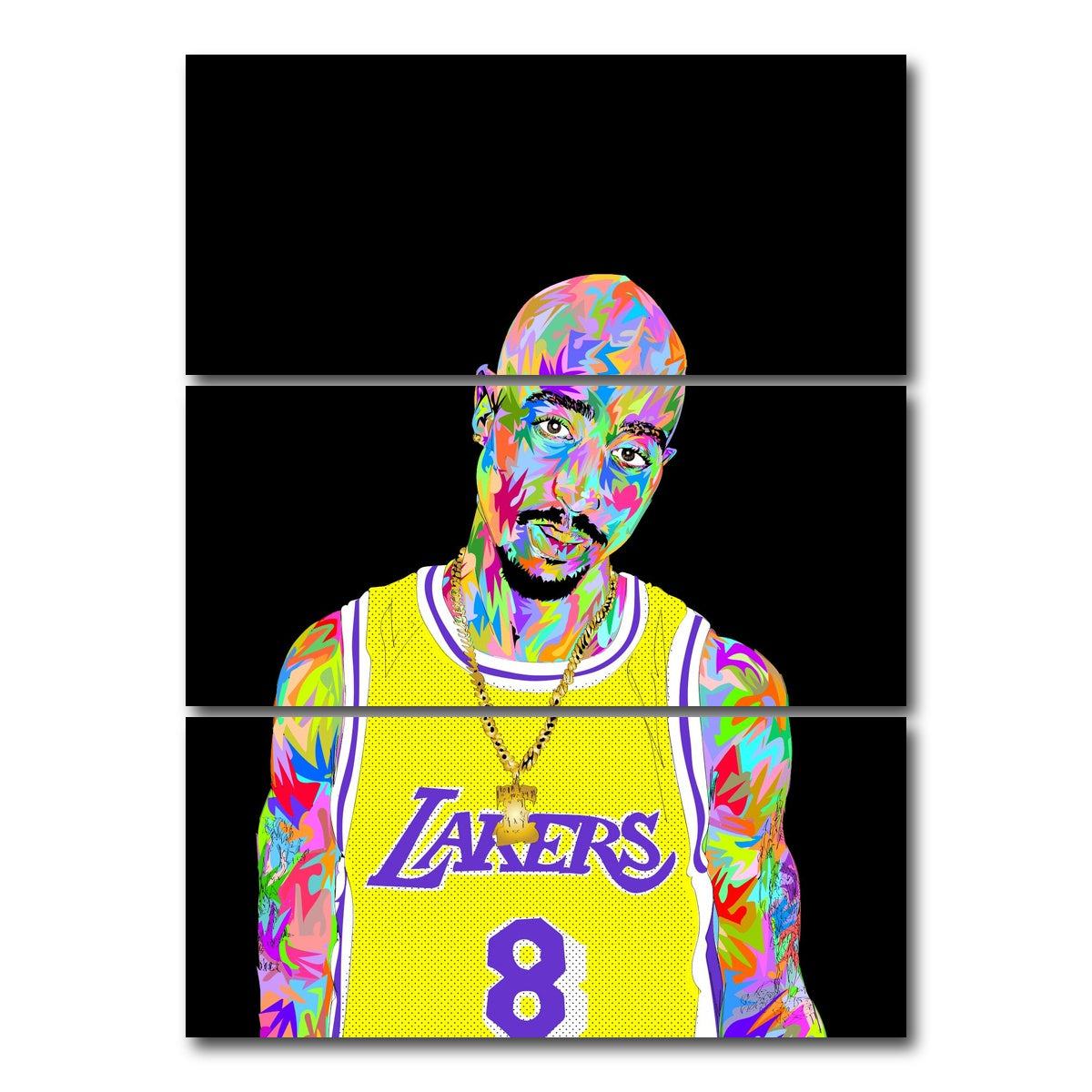 AUTO-MOCKUP WHITE | Tupac Kobe | 3 Piece | Gallery Wrap Canvas | group=8x18_stacked
