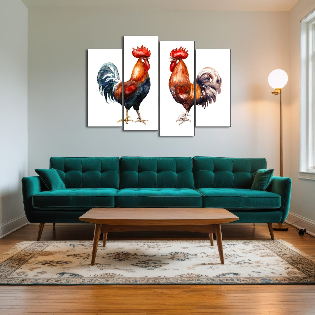 AUTO-MOCKUP ROOM | Two red roosters