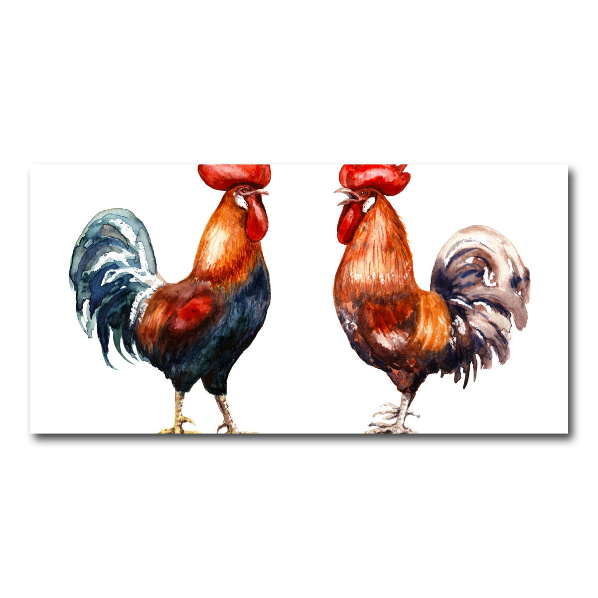 AUTO-MOCKUP WHITE | Two red roosters | 1 Piece | Gallery Wrap Canvas | group=2x1