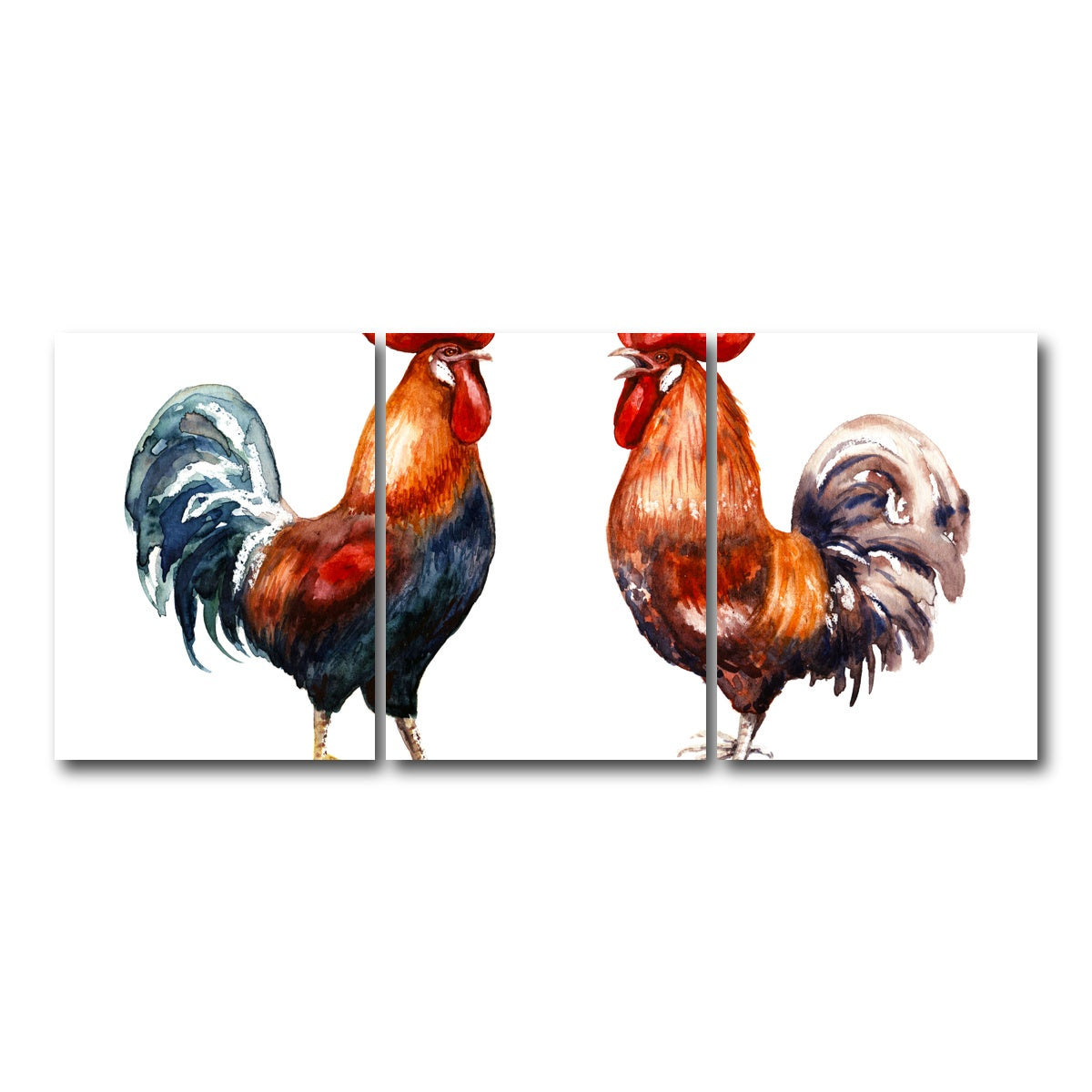 AUTO-MOCKUP WHITE | Two red roosters | 3 Piece | Gallery Wrap Canvas | group=18x24