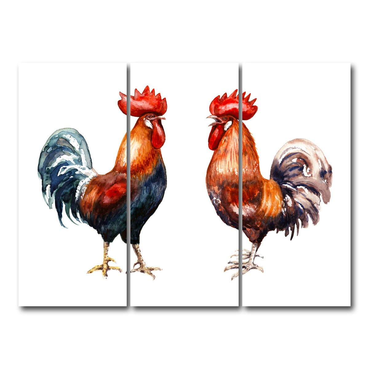 AUTO-MOCKUP WHITE | Two red roosters | 3 Piece | Gallery Wrap Canvas | group=8x18