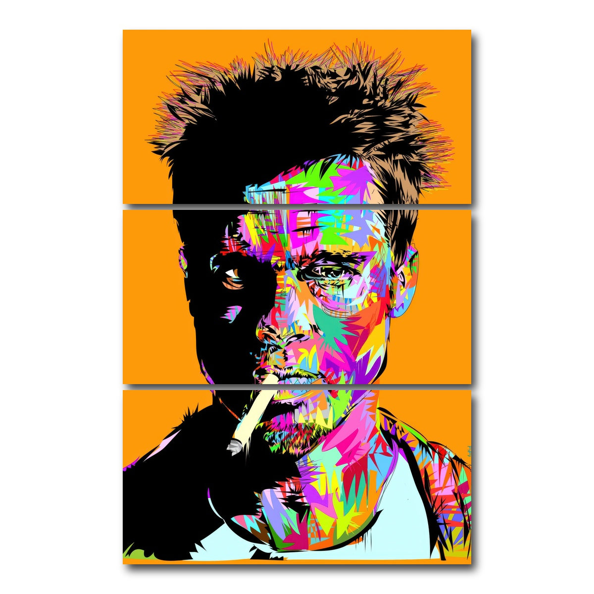 AUTO-MOCKUP WHITE | Tyler Durden | 3 Piece | Gallery Wrap Canvas | group=12x24_stacked