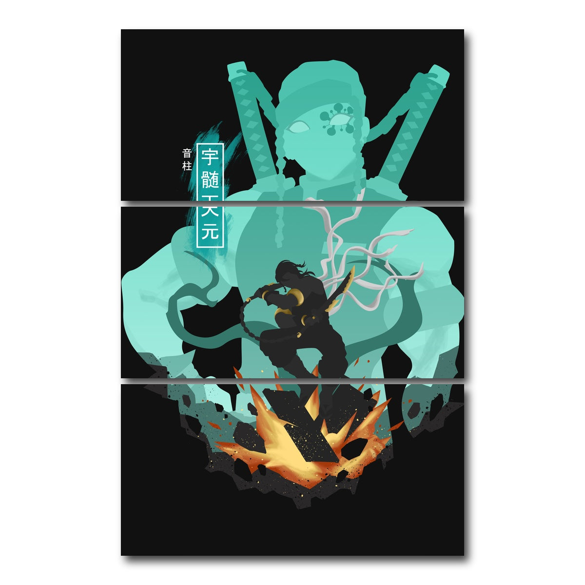 AUTO-MOCKUP WHITE | Uzui Tengen | 3 Piece | Gallery Wrap Canvas | group=12x24_stacked