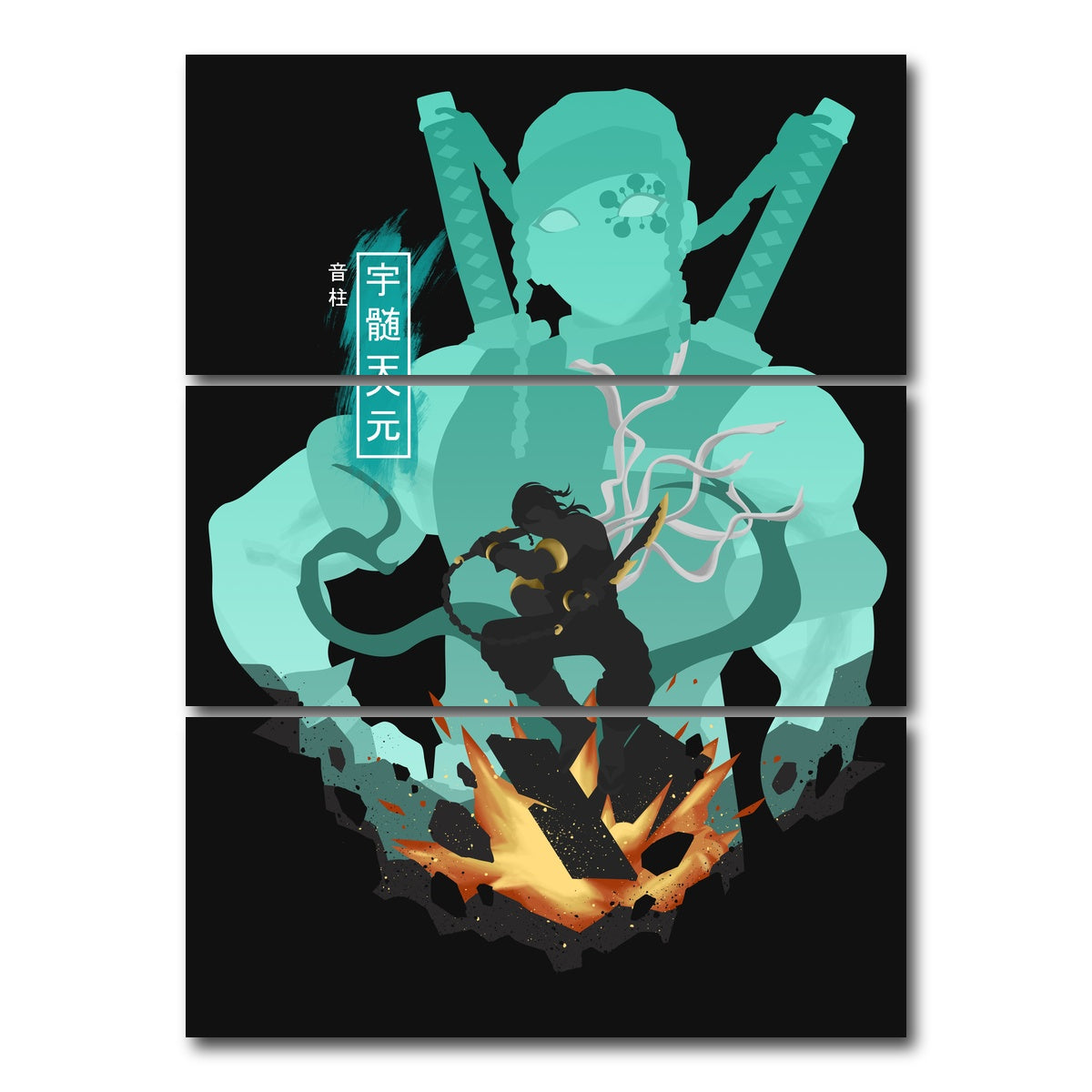 AUTO-MOCKUP WHITE | Uzui Tengen | 3 Piece | Gallery Wrap Canvas | group=8x18_stacked