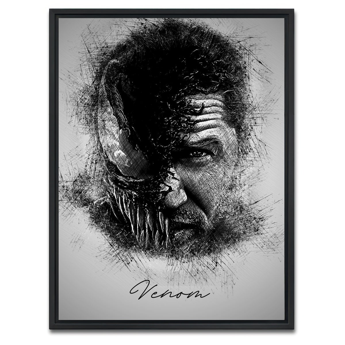 AUTO-MOCKUP WHITE | VENOM Sketch | 1 Piece | Black Framed Canvas | group=3x4