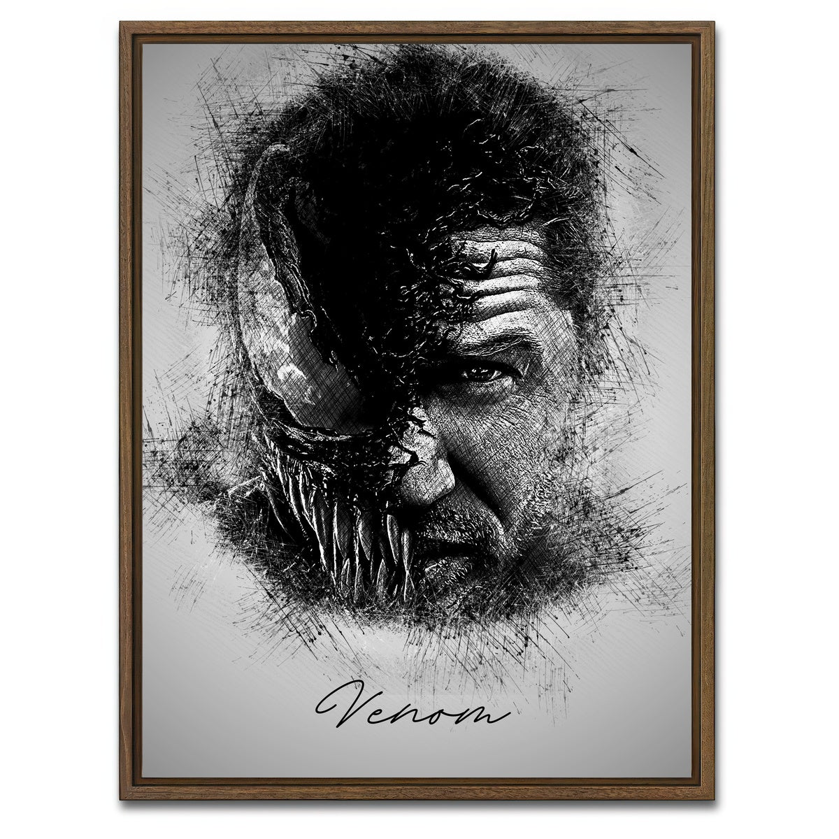 AUTO-MOCKUP WHITE | VENOM Sketch | 1 Piece | Walnut Framed Canvas | group=3x4