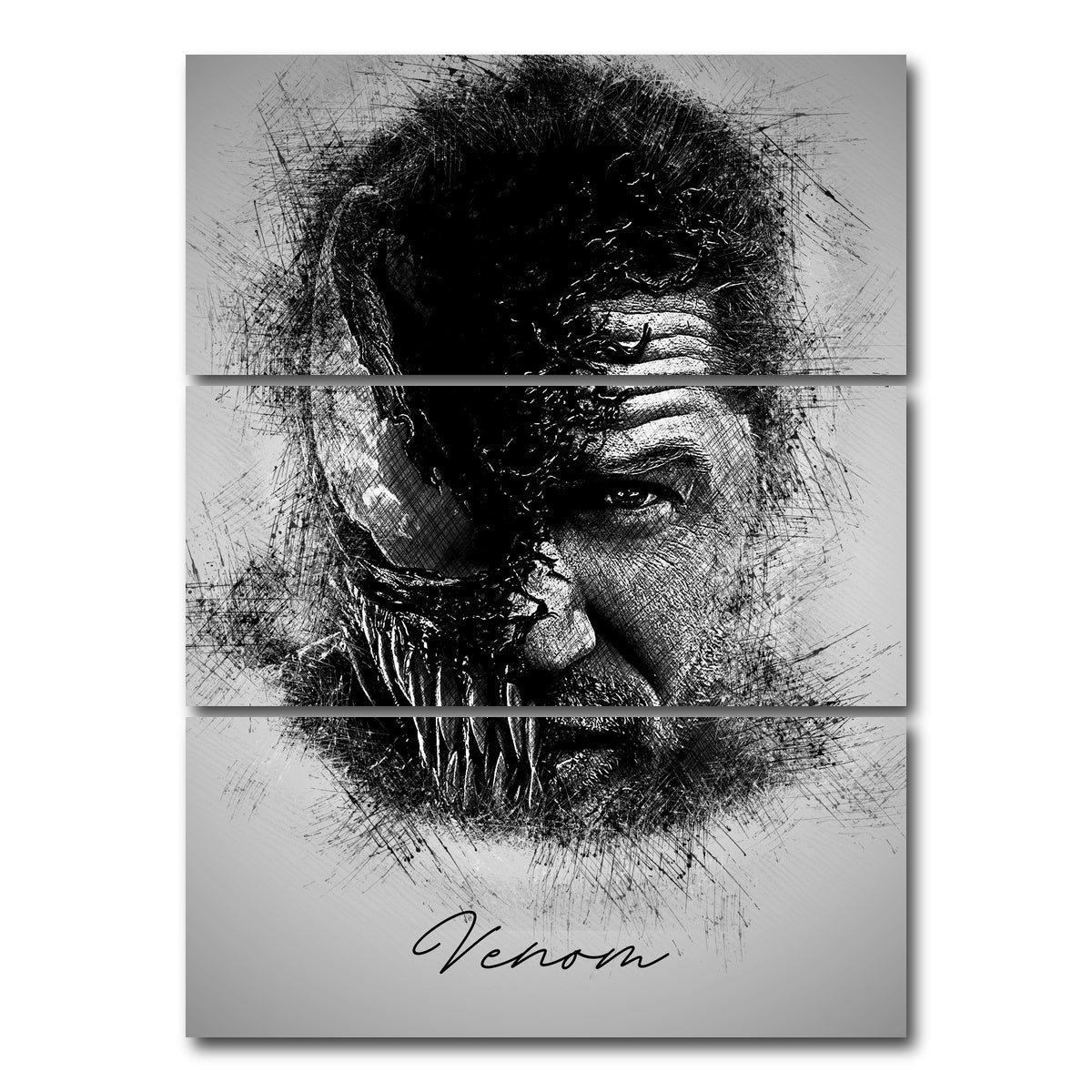 AUTO-MOCKUP WHITE | VENOM Sketch | 3 Piece | Gallery Wrap Canvas | group=8x18_stacked