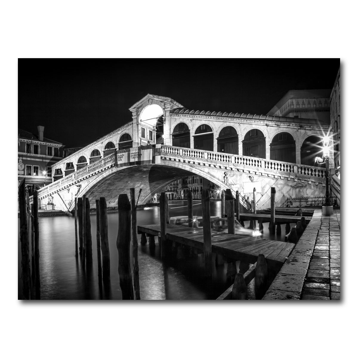 Venice Rialto Bridge at Night Wall Art