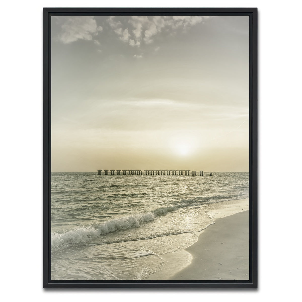 AUTO-MOCKUP WHITE | Vintage Gasparilla Island Sunset | 1 Piece | Black Framed Canvas | group=3x4