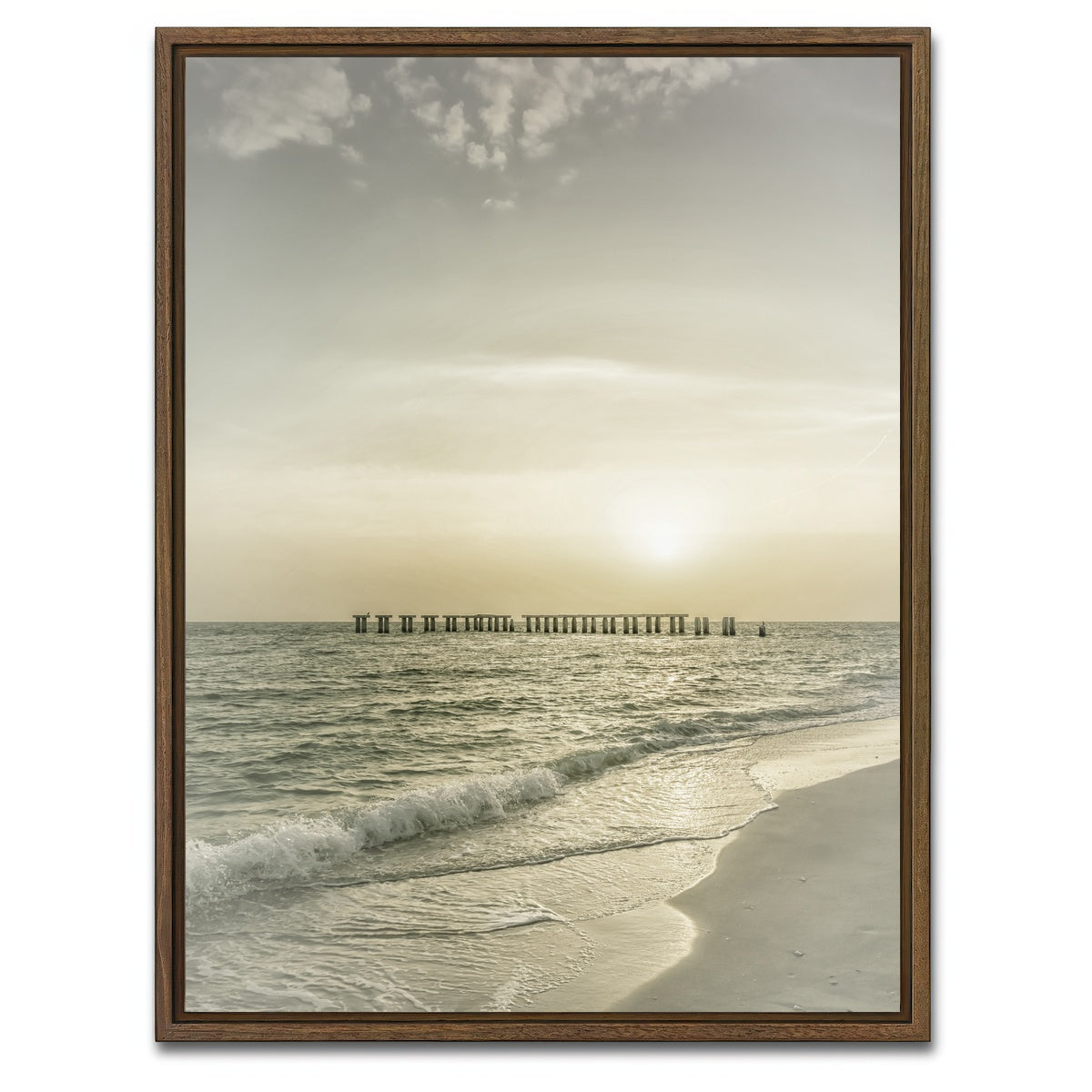 AUTO-MOCKUP WHITE | Vintage Gasparilla Island Sunset | 1 Piece | Walnut Framed Canvas | group=3x4