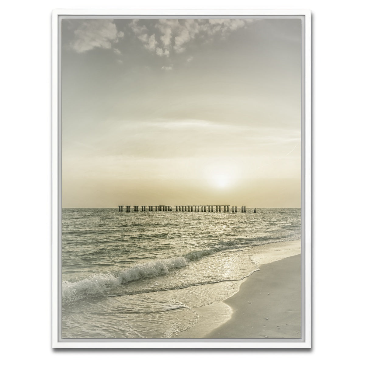 AUTO-MOCKUP WHITE | Vintage Gasparilla Island Sunset | 1 Piece | White Framed Canvas | group=3x4