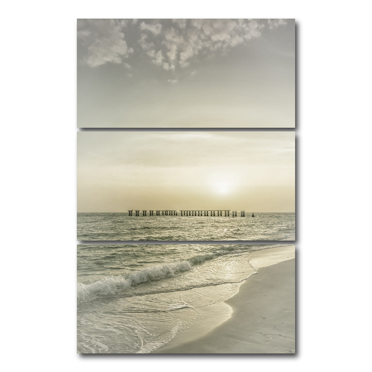 AUTO-MOCKUP WHITE | Vintage Gasparilla Island Sunset | 3 Piece | Gallery Wrap Canvas | group=12x24_stacked
