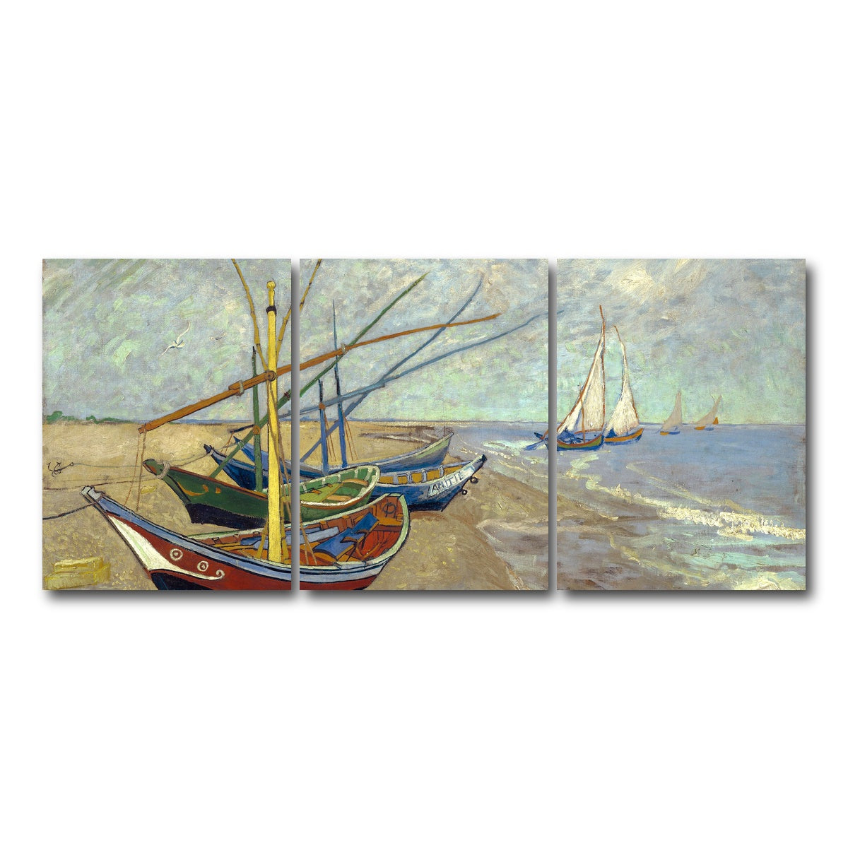 AUTO-MOCKUP WHITE | Vissersboten op het strand van Les Saintes-Maries-de-la-Mer | 3 Piece | Gallery Wrap Canvas | group=18x24