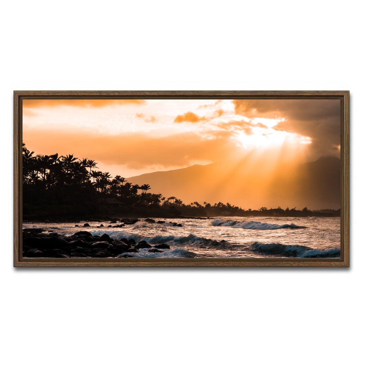 AUTO-MOCKUP WHITE | Warm Paradise | 1 Piece | Walnut Framed Canvas | group=2x1
