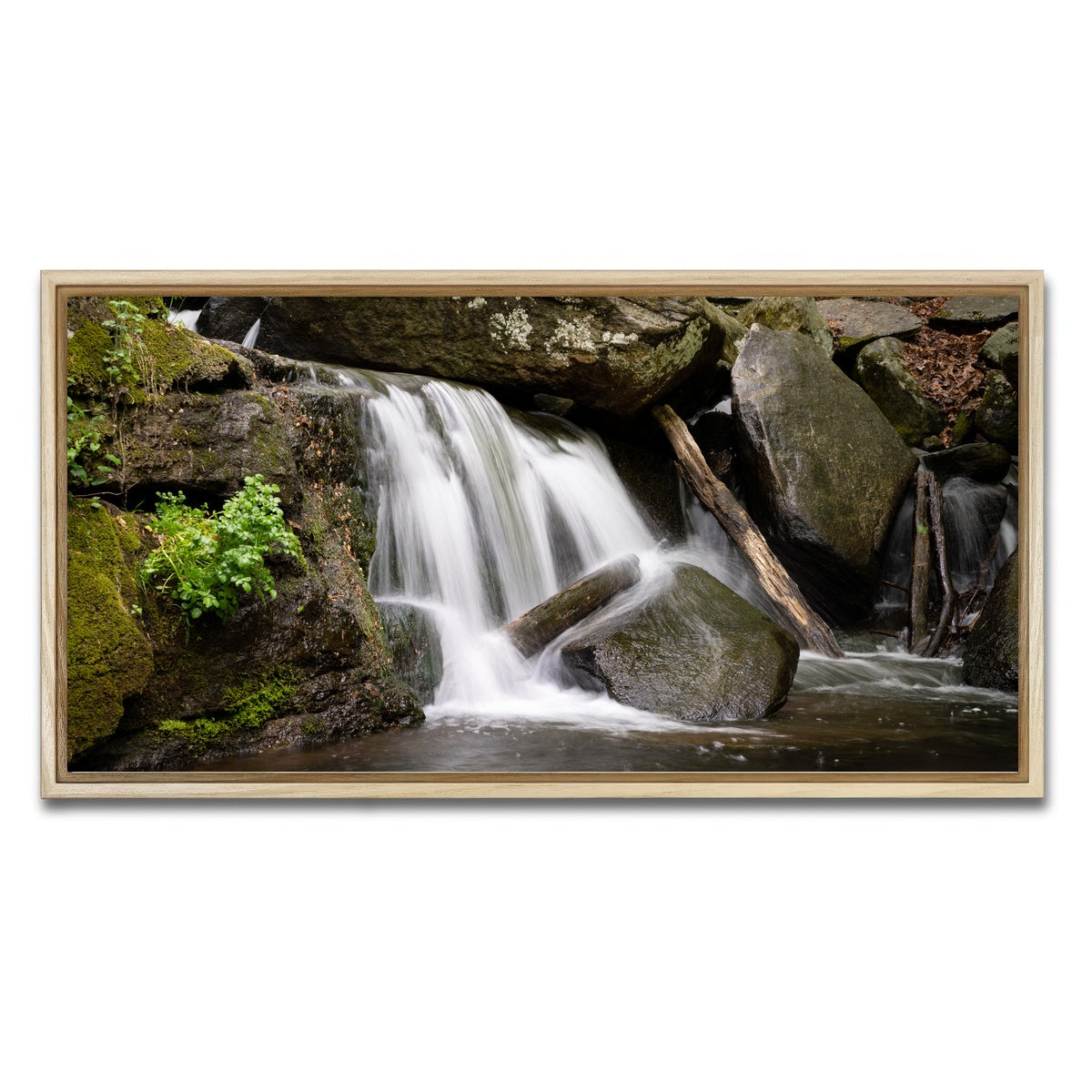 AUTO-MOCKUP WHITE | Waterfall Portrait | 1 Piece | Natural Framed Canvas | group=2x1